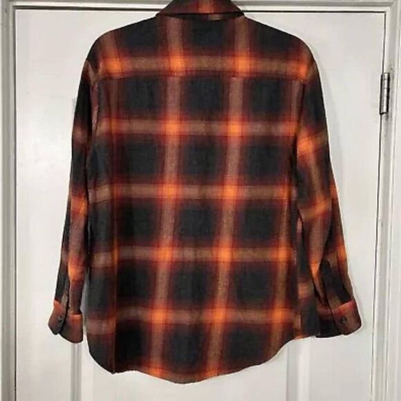 Old Navy Evermore Flannel Shirt women's Medium orange plaid Swiftie Eras tour - Picture 2 of 13